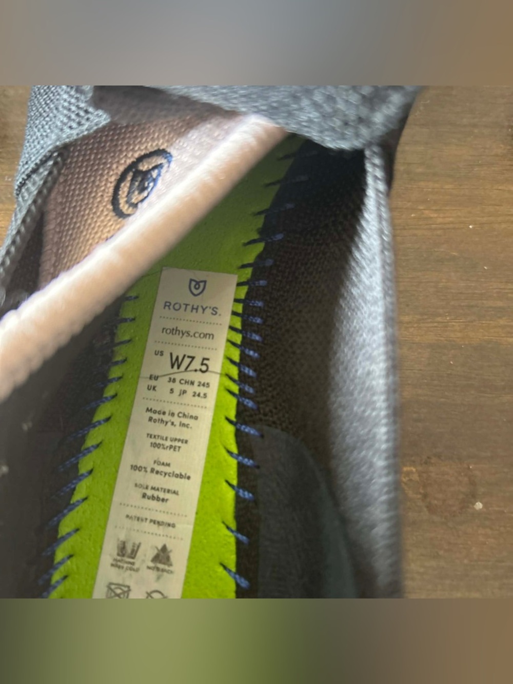 Rothy's Black Pointed Bow-Front Flats with Blue Trim - Picture 4 of 4